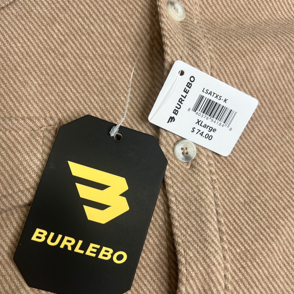Burlebo Mens XL Western Button Down Shirt Tan Khaki Twill Long Sleeve NWT - Picture 4 of 9